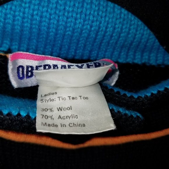 Vintage Obermeyer Wool Blend 'Tic Tac Toe' Mock Turtleneck Ski Sweater - Picture 9 of 9